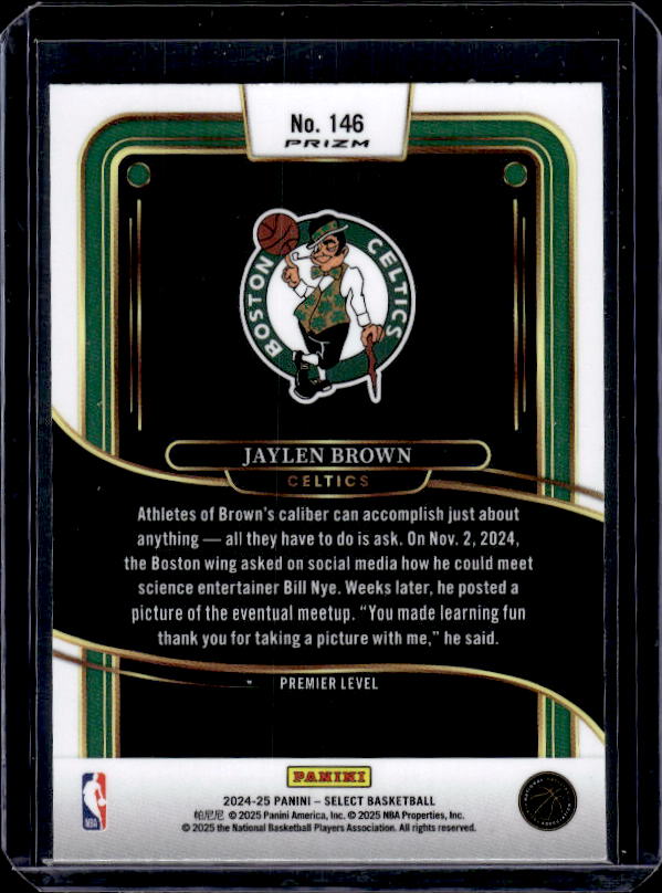 2024-25 Panini Select #146 Jaylen Brown Green White Purple Prizm