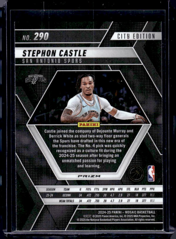 2024-25 Panini Mosaic #290 Stephon Castle Reactive Blue Mosaic
