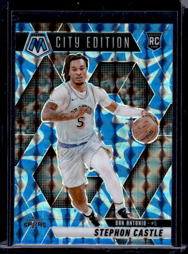 2024-25 Panini Mosaic #290 Stephon Castle Reactive Blue Mosaic