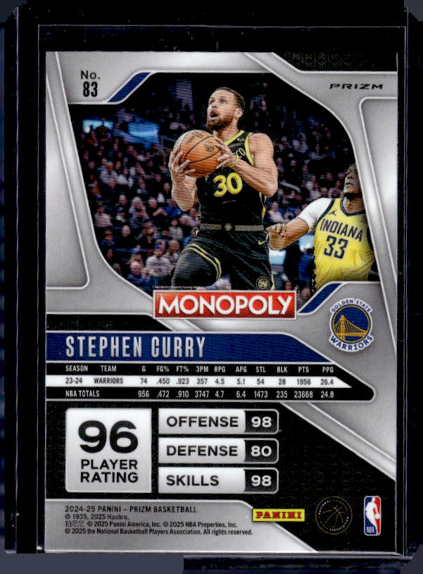 2024-25 Panini Prizm Monopoly #83 Stephen Curry Red Prizms