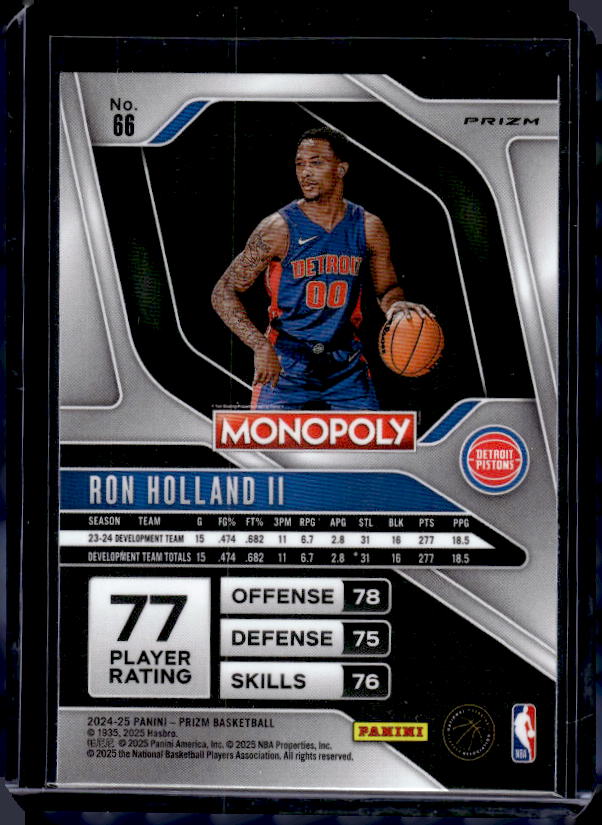 2024-25 Panini Prizm Monopoly #66 Ron Holland II Dice Prizms