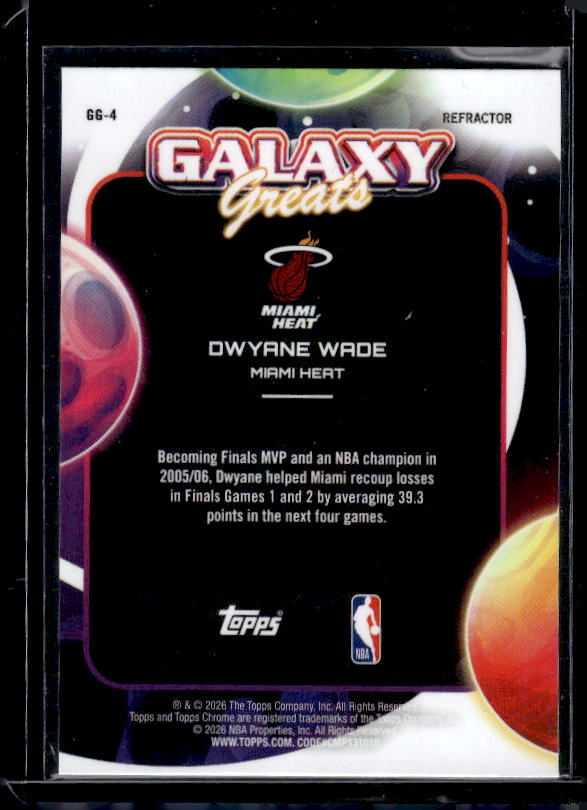 2025-26 Topps Chrome Cosmic #GG-4 Dwyane Wade Galaxy Greats Refractors