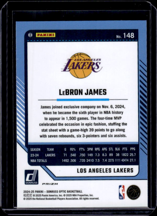 2024-25 Donruss Optic #148 LeBron James Purple