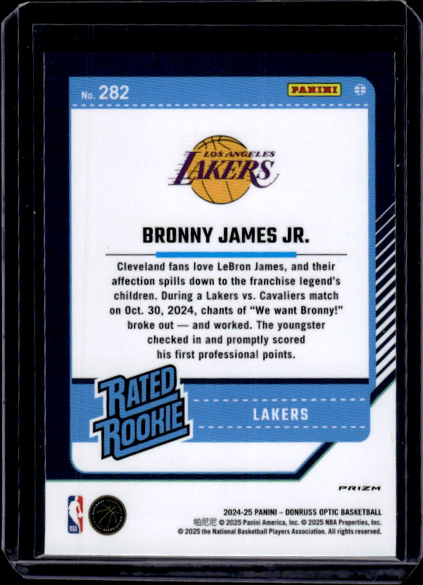 2024-25 Donruss Optic #282 Bronny James Jr. Purple
