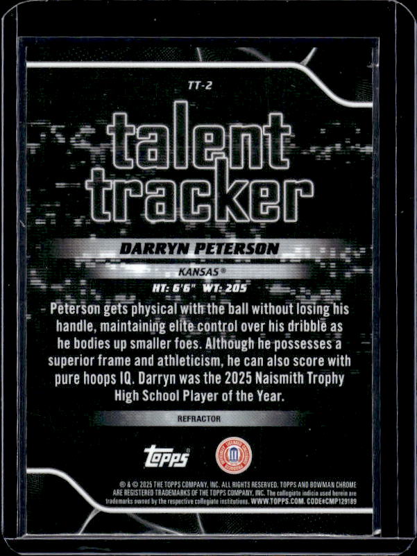 2025-26 Bowman #TT-2 Darryn Peterson Talent Tracker Refractor