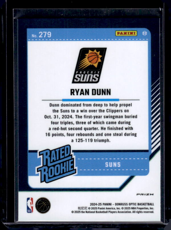 2024-25 Donruss Optic #279 Ryan Dunn Holo