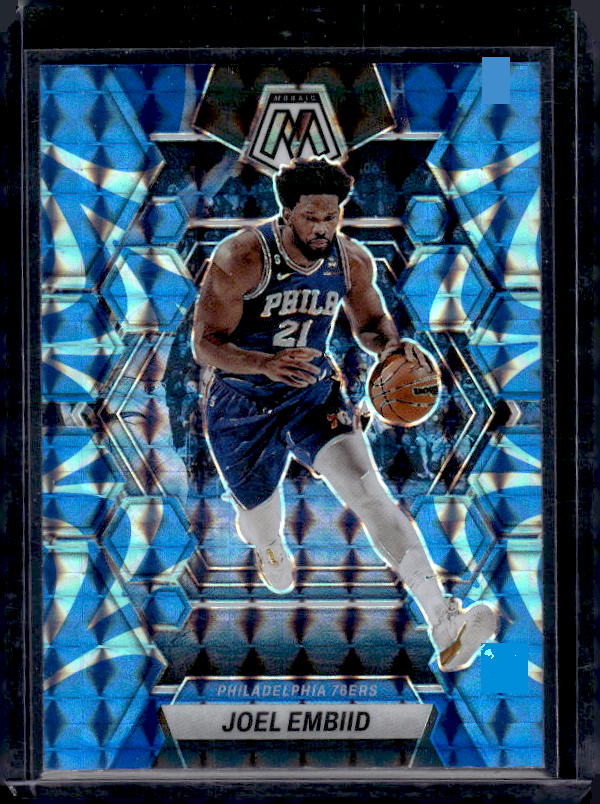2022-23 Panini Mosaic #141 Joel Embiid Reactive Blue