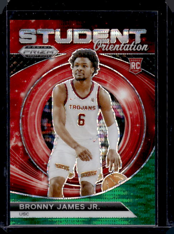 2024 Panini Prizm Draft Picks #12 Bronny James Jr. Student Green Pulsar #/25