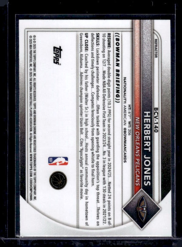 2025-26 Bowman #BCV-140 Herbert Jones Chrome Refractor #/499