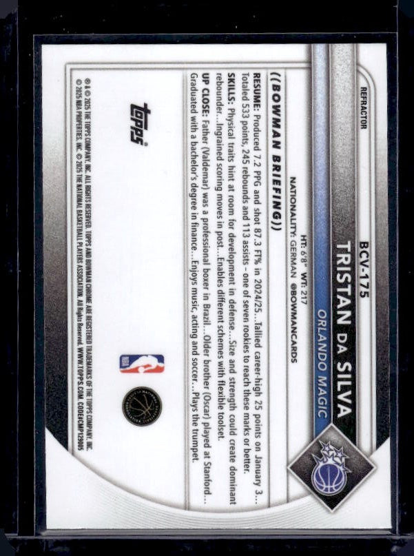 2025-26 Bowman #BCV-175 Tristan da Silva Chrome Refractor #/499
