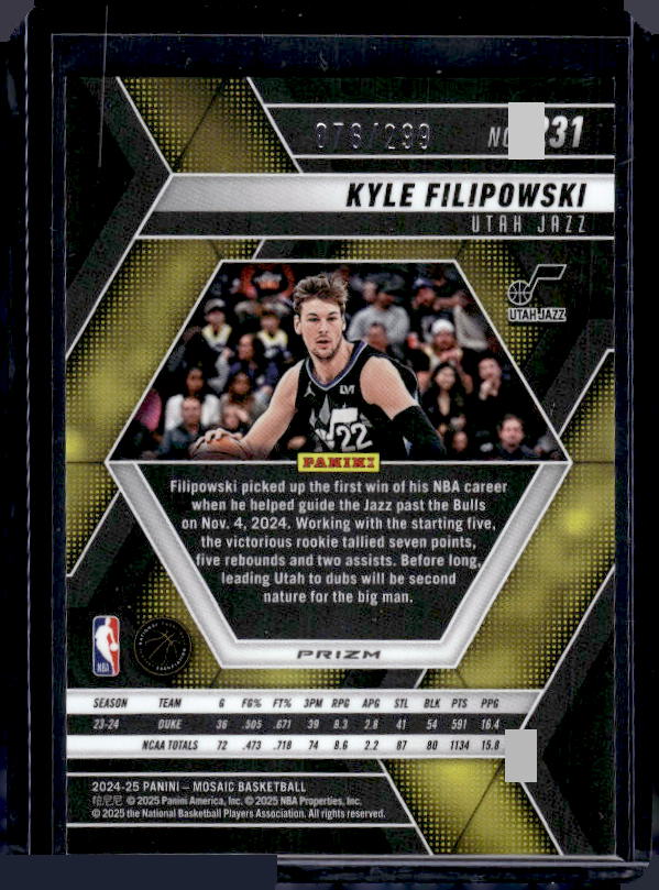 2024-25 Panini Mosaic #231 Kyle Filipowski Red Seismic Mosaic #/299