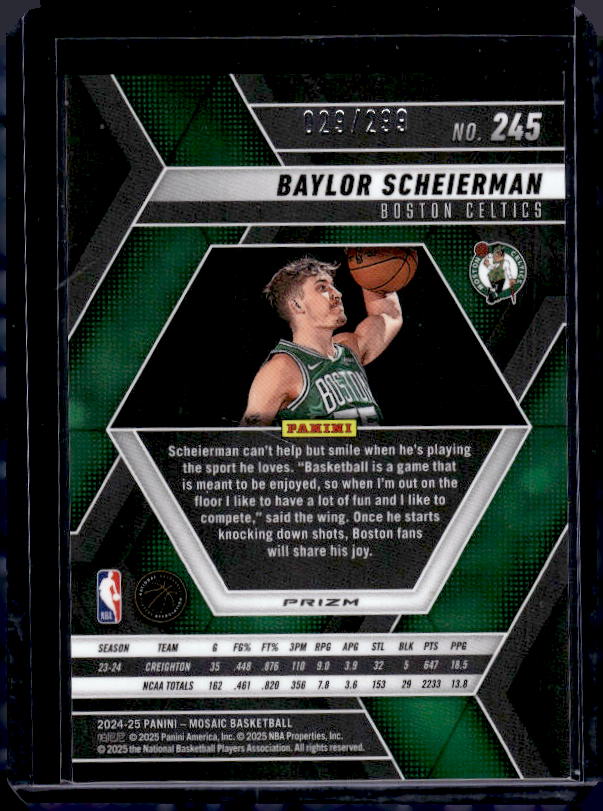 2024-25 Panini Mosaic #245 Baylor Scheierman Red Seismic Mosaic #/299