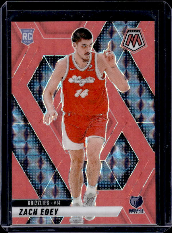 2024-25 Panini Mosaic #248 Zach Edey Red Fluorescent Mosaic #/75