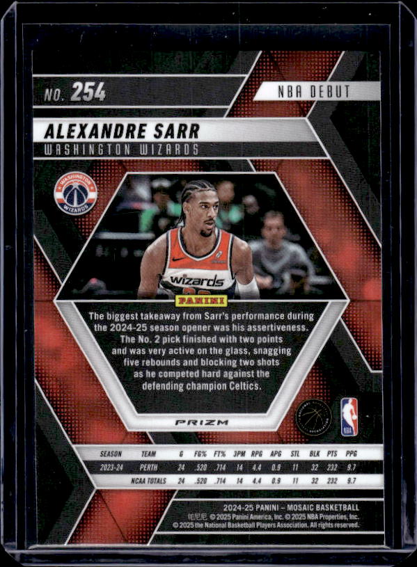 2024-25 Panini Mosaic #254 Alexandre Sarr Genesis Mosaic