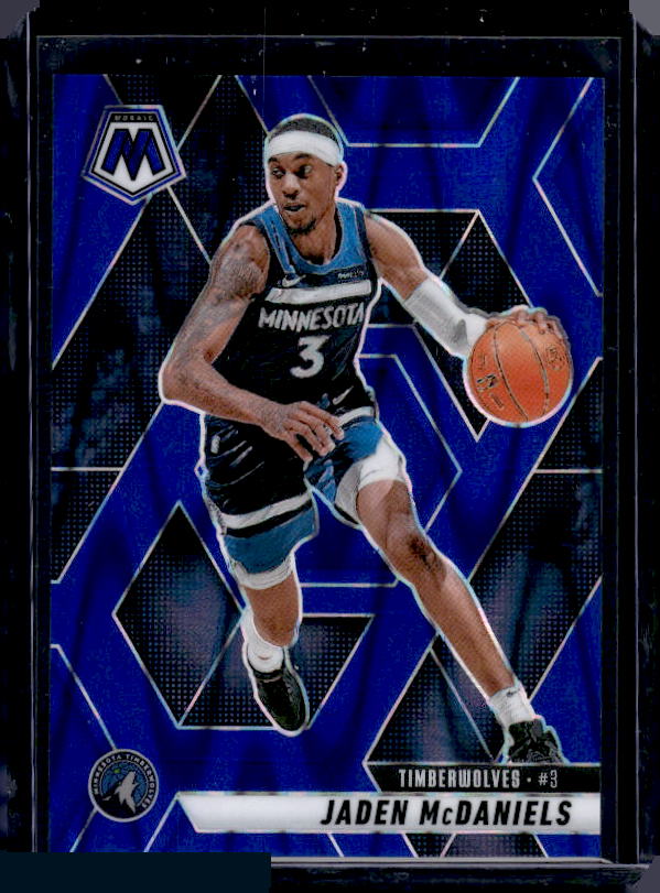 2024-25 Panini Mosaic #101 Jaden McDaniels Blue Seismic Mosaic #/149