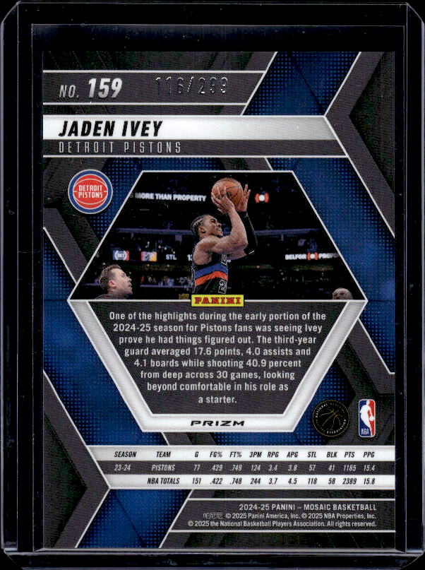 2024-25 Panini Mosaic #159 Jaden Ivey Red Seismic Mosaic #/299