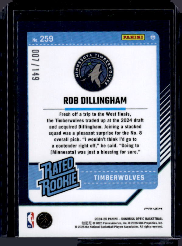 2024-25 Donruss Optic #259 Rob Dillingham Green Shock #/149