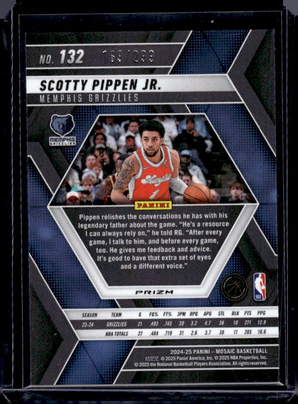 2024-25 Panini Mosaic #132 Scotty Pippen Jr. Red Seismic Mosaic #/299