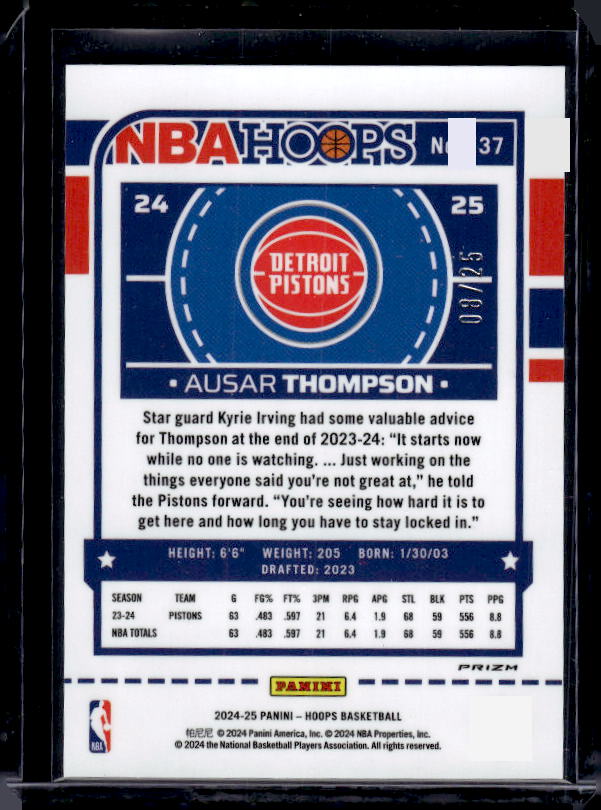 2024-25 Hoops #137 Ausar Thompson Premium Prizms Mojo #/25