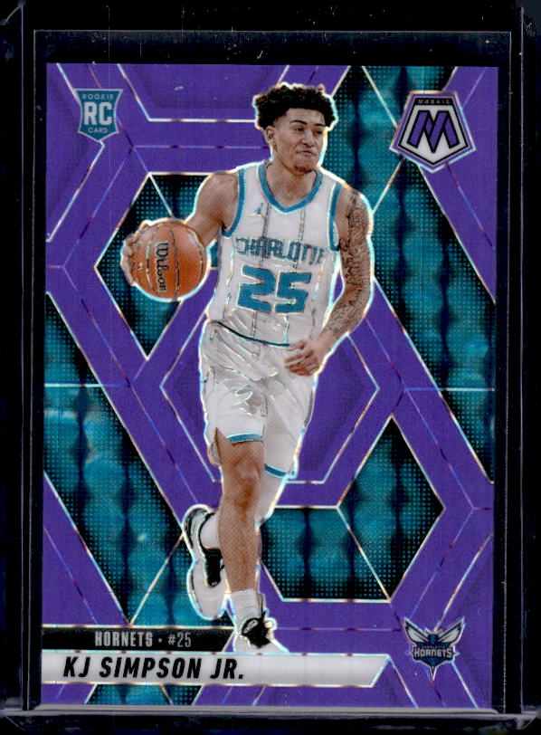 2024-25 Panini Mosaic #239 KJ Simpson Jr. Purple Fluorescent Mosaic #/249