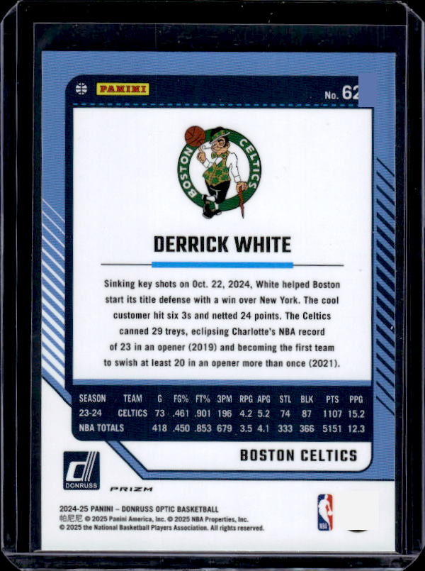2024-25 Donruss Optic #62 Derrick White Checkerboard