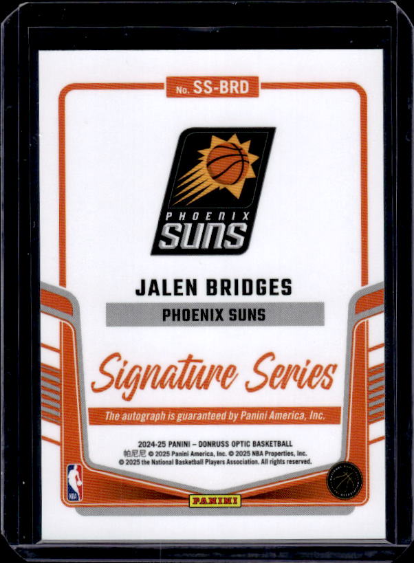 2024-25 Donruss Optic #SS-BRD Jalen Bridges Signature Series