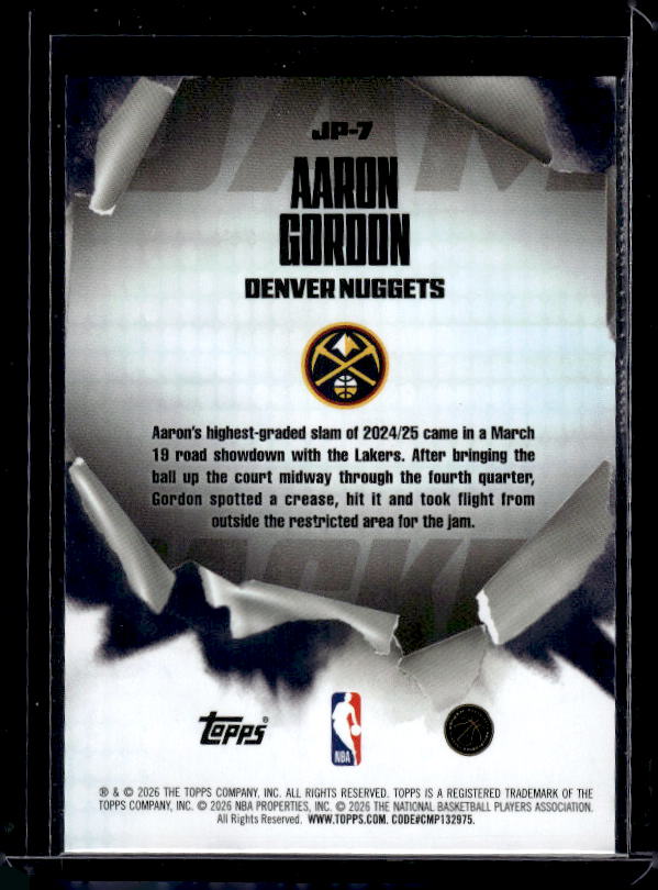 2025-26 Hoops #JP-7 Aaron Gordon Jam Packed Green Hoops