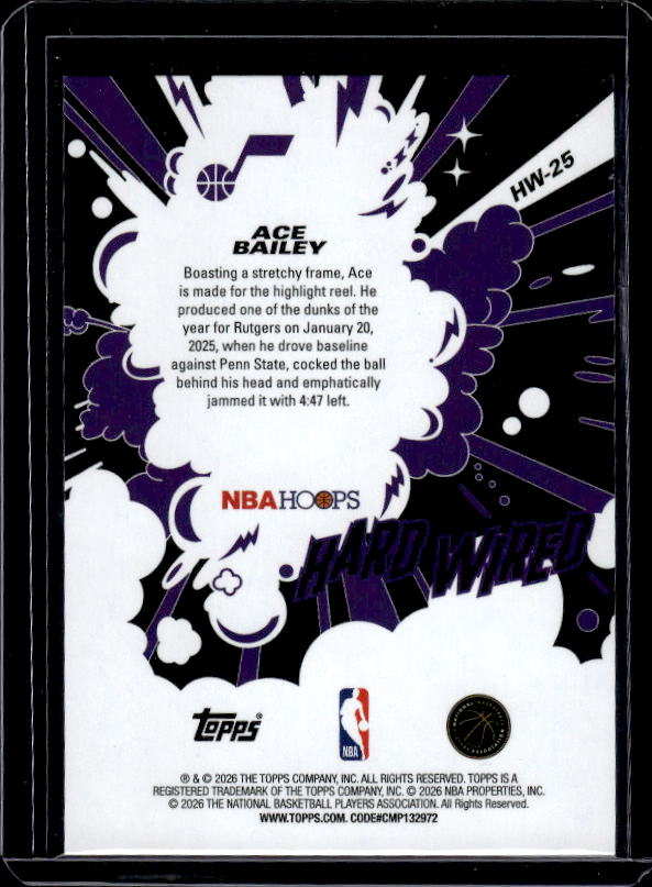 2025-26 NBA Hoops #HW-25 Ace Bailey Hard Wired