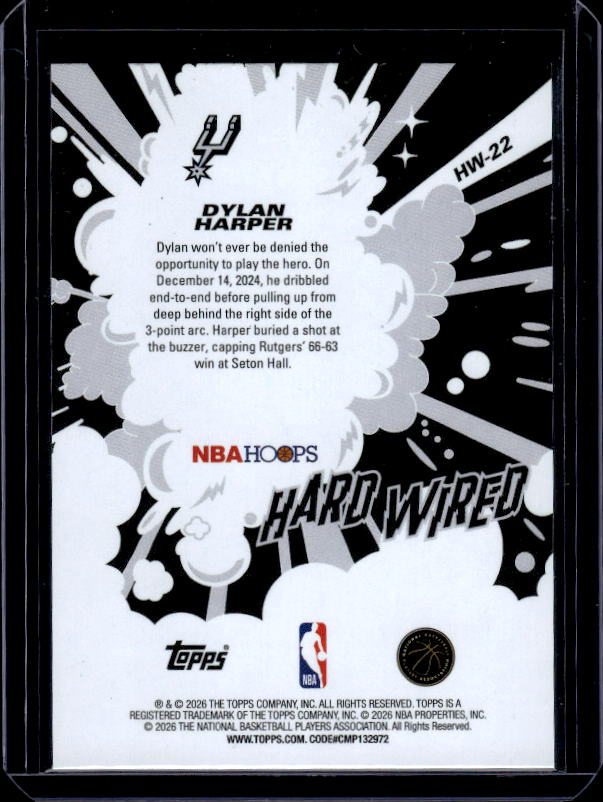2025-26 NBA Hoops #HW-22 Dylan Harper Hard Wired Green
