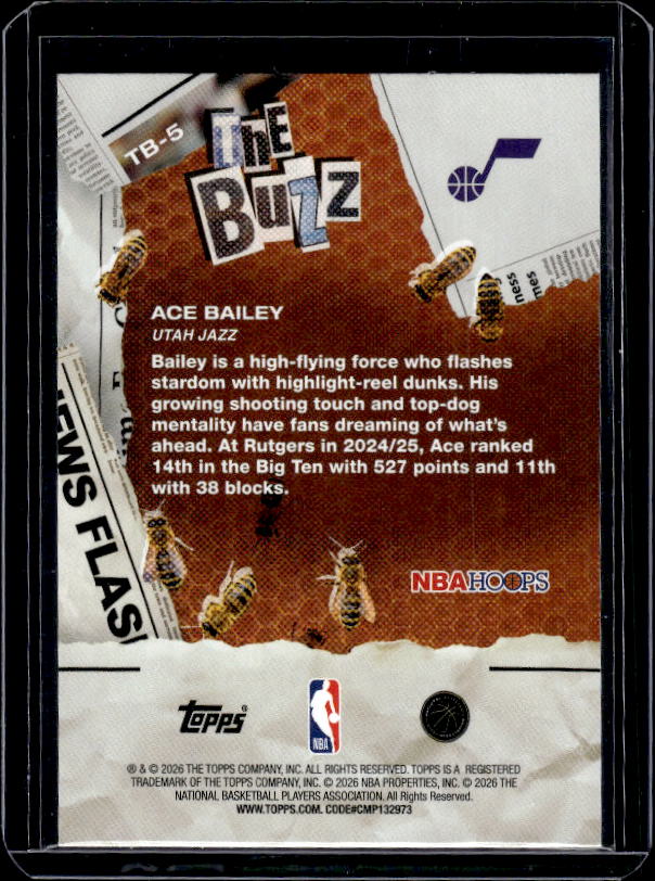 2025-26 Hoops #TB-5 Ace Bailey The Buzz