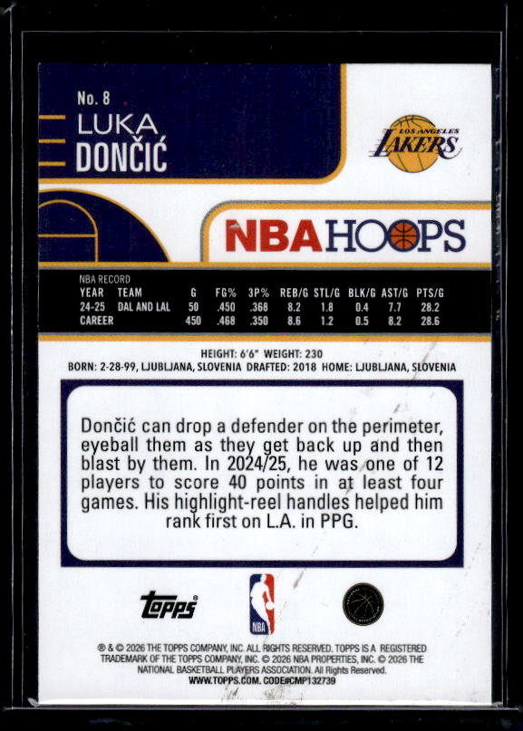 2025-26 Hoops #8 Luka Dončić Orange Hoops