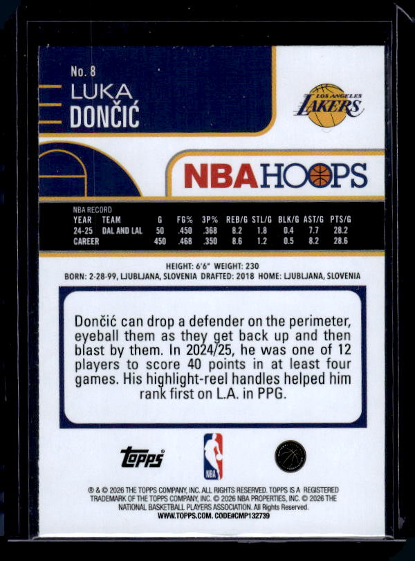 2025-26 Hoops #8 Luka Dončić Green Hoops