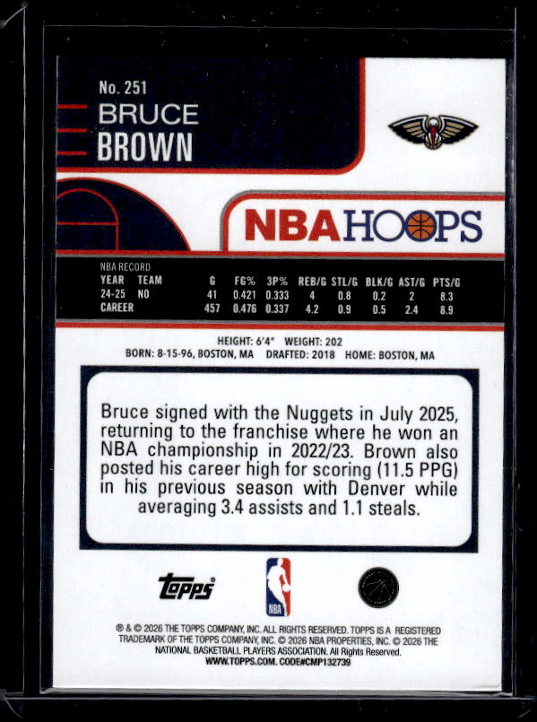 2025-26 Hoops #251 Bruce Brown Light Burst Blue #/149