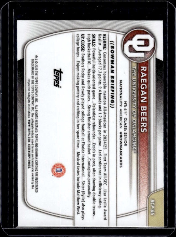 2025-26 Bowman #BCP-65 Raegan Beers Chrome Prospects