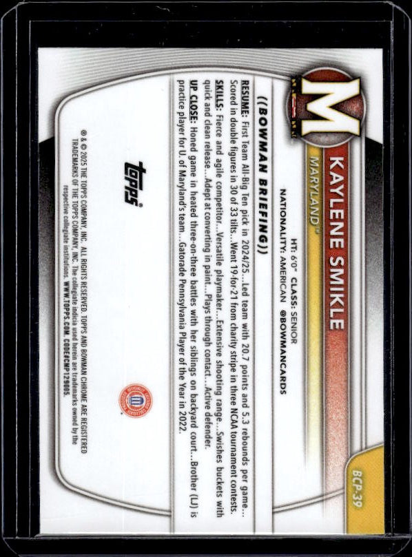 2025-26 Bowman #BCP-39 Kaylene Smikle Chrome Prospects