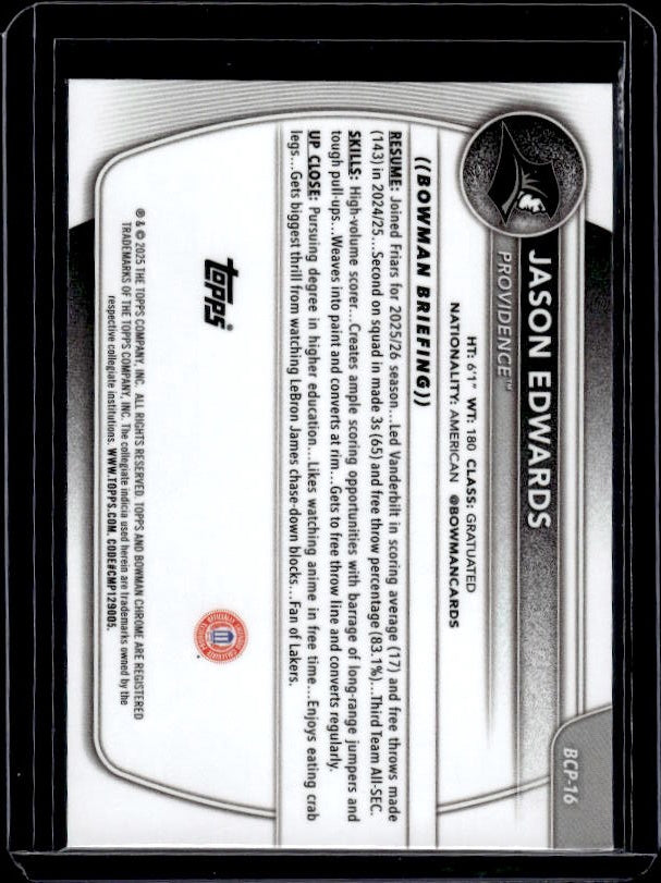 2025-26 Bowman #BCP-16 Jason Edwards Chrome Prospects