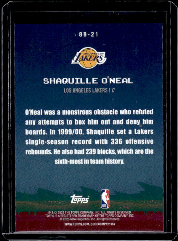 2025-26 Topps #8B-21 Shaquille O'Neal 8-Bit Ballers