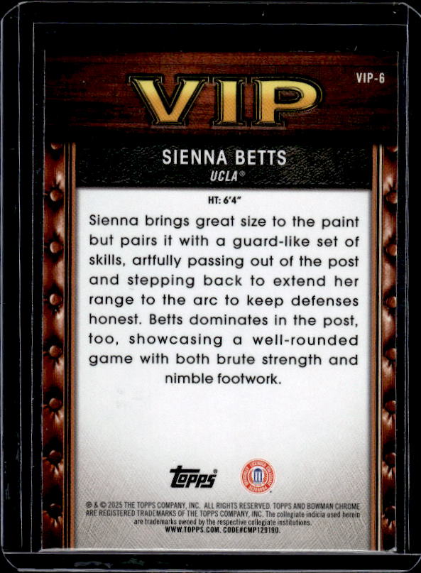 2025-26 Bowman #VIP-6 Sienna Betts Very Important Prospects
