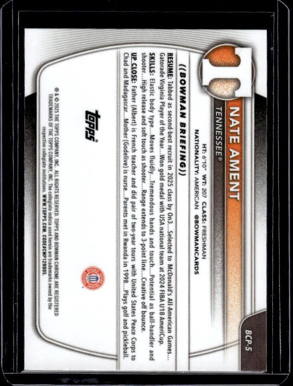 2025-26 Bowman #BCP-5 Nate Ament Chrome Prospects