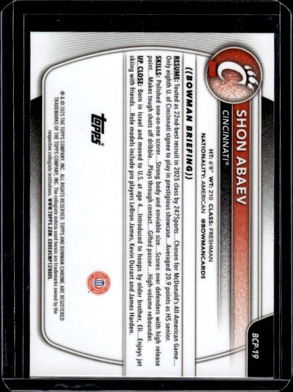 2025-26 Bowman #BCP-19 Shon Abaev Chrome Prospects