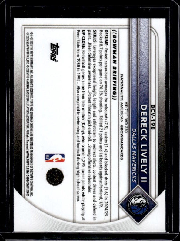 2025-26 Bowman #198 Dereck Lively II