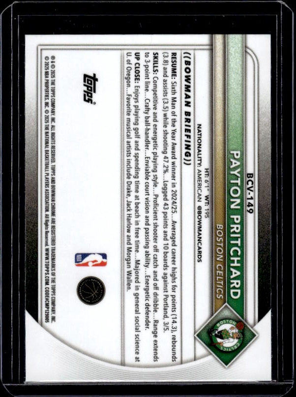 2025-26 Bowman #BCV-149 Payton Pritchard Chrome