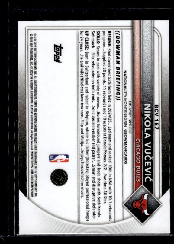 2025-26 Bowman #BCV-157 Nikola Vučević Chrome