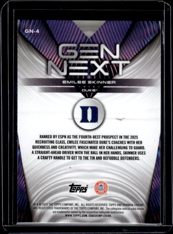 2025-26 Bowman #GN-4 Emilee Skinner Gen Next