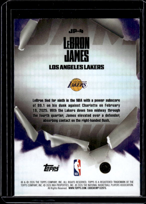 2025-26 Hoops #JP-4 LeBron James Jam Packed