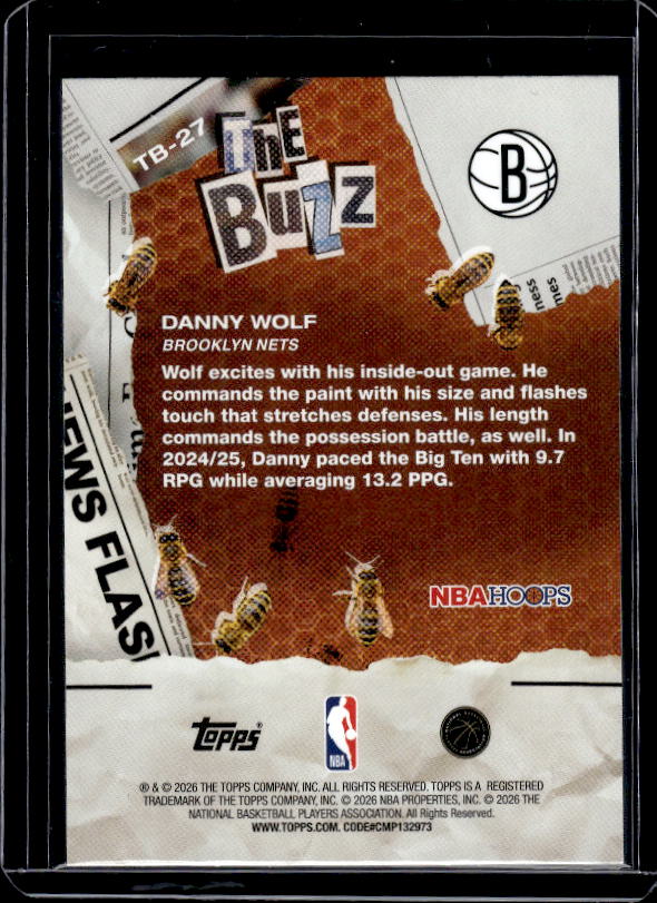 2025-26 Hoops #TB-27 Danny Wolf The Buzz