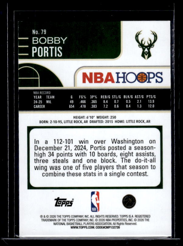 2025-26 Hoops #79 Bobby Portis Rainbow Red and Orange #/249