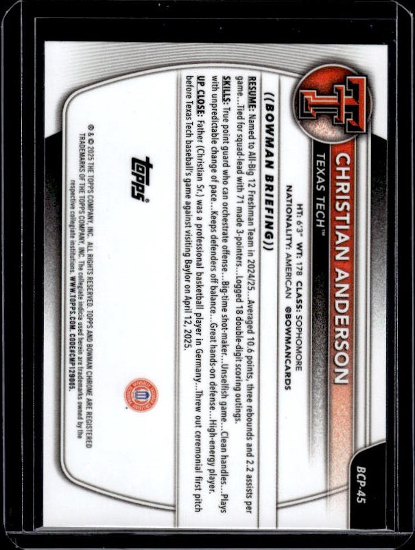 2025-26 Bowman #BCP-45 Christian Anderson Chrome Prospects