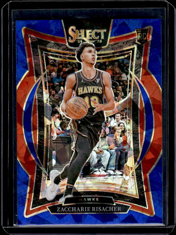 2024-25 Panini Select #86 Zaccharie Risacher Blue Cracked Ice Prizm