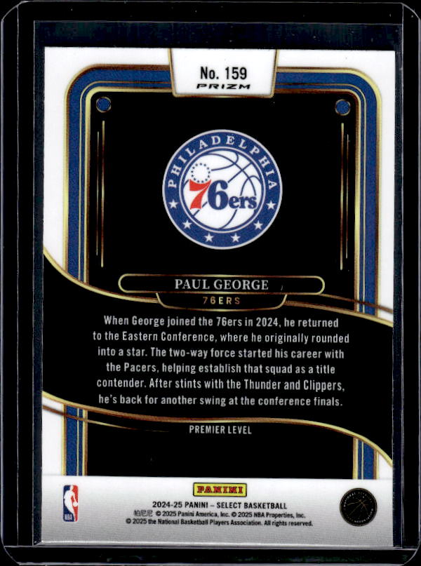 2024-25 Panini Select #159 Paul George Blue Prizm
